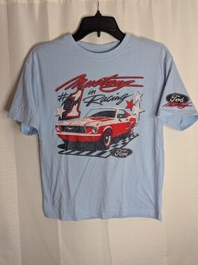 Ford Light Blue Racing Mustang Graphic Tee